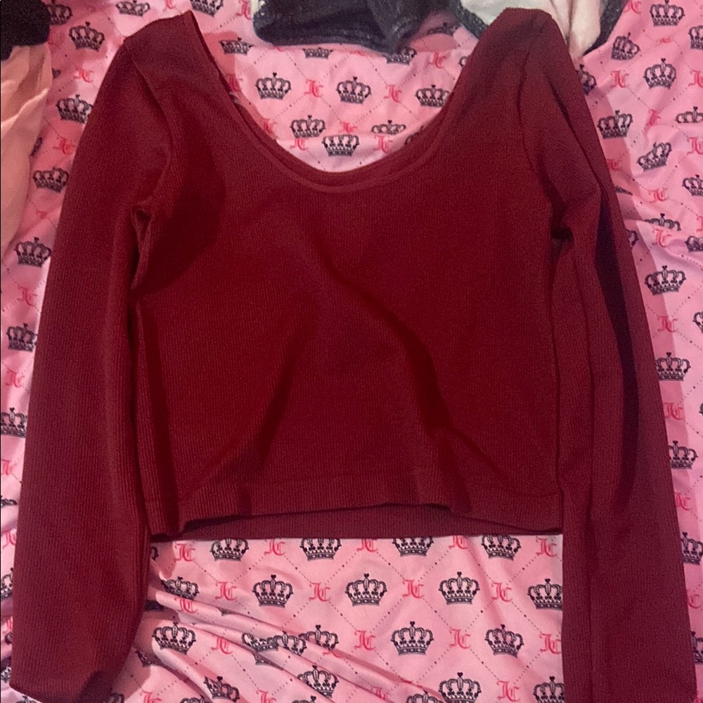Women's Burgundy Long Sleeve Top